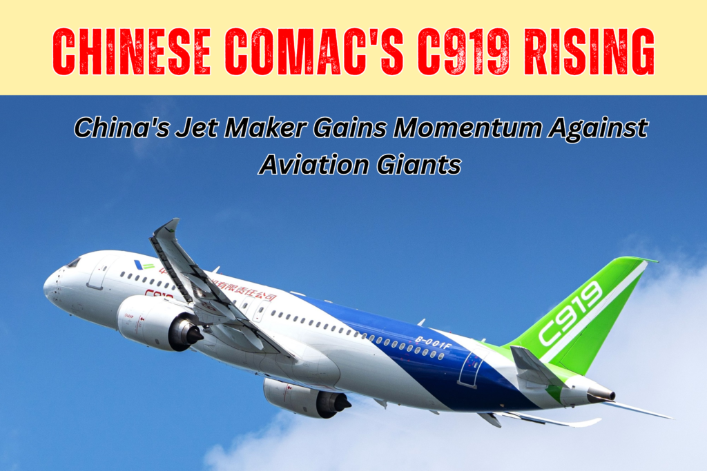 Explore COMAC's C919 rise in 2026—Singapore Airshow demos, production ramp-up, narrower runway approvals, and Southeast Asia expansion as China challenges Boeing & Airbus dominance.